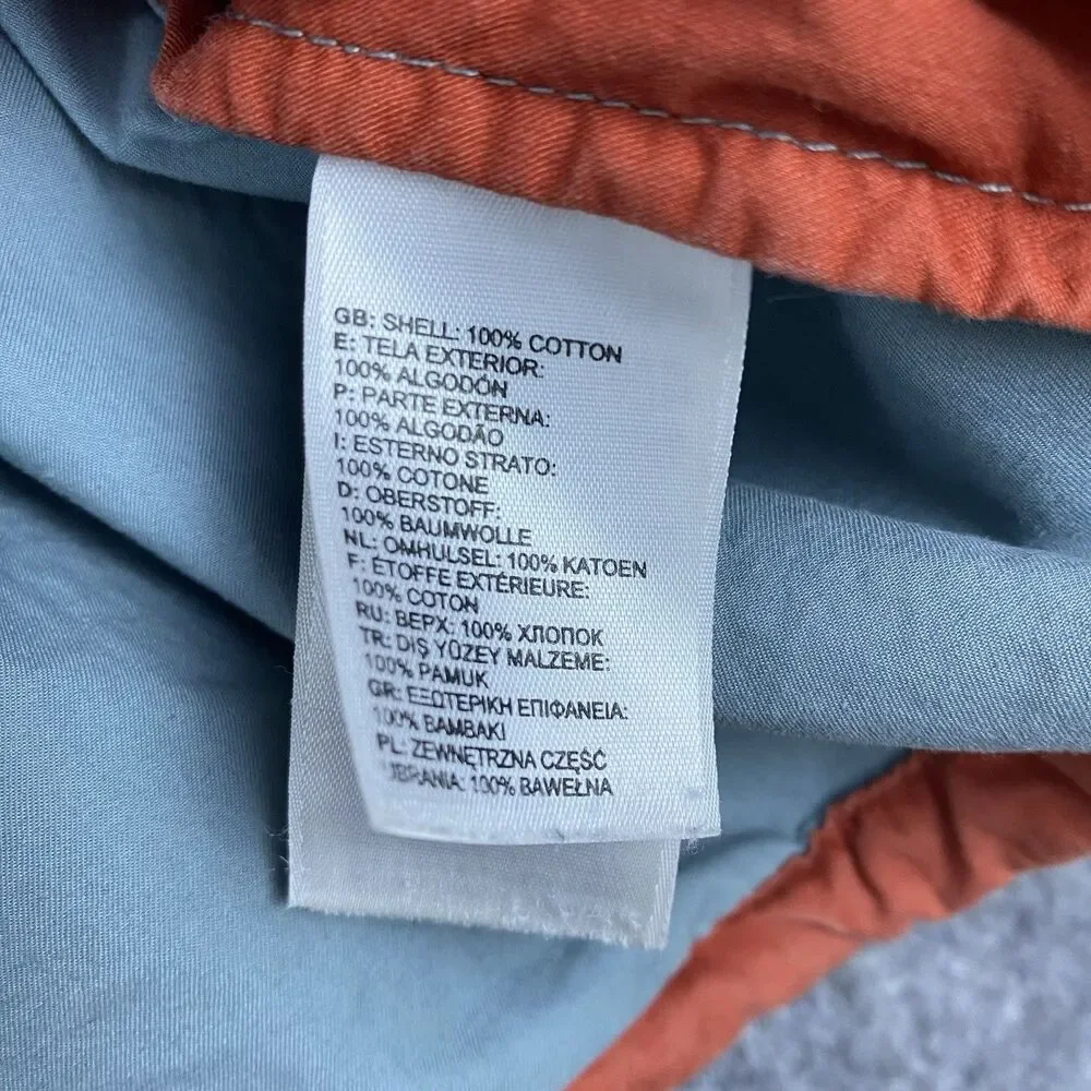 Vtg The North Face Men's Heritage Windbreaker Rust/Blue Colorblock Cotton Sz XL